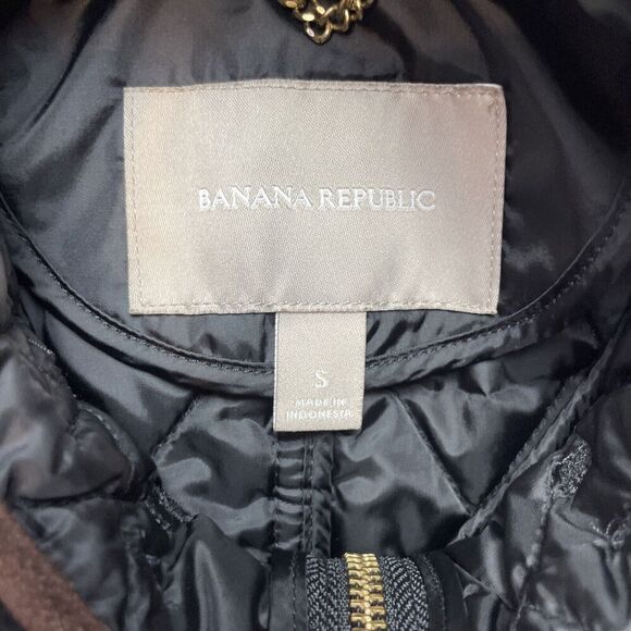 Banana Republic Quilted Field Vest Womens S Black Quilted Full-Zip Equestrian - Picture 4 of 10